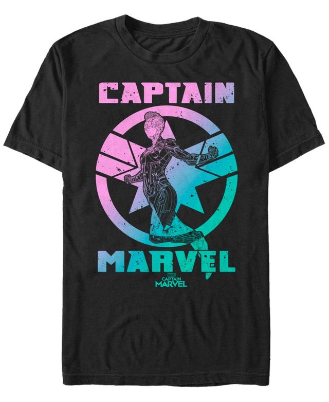 Marvel Mens Captain Marvel Flying Gradient Logo, Short Sleeve T-shirt Product Image