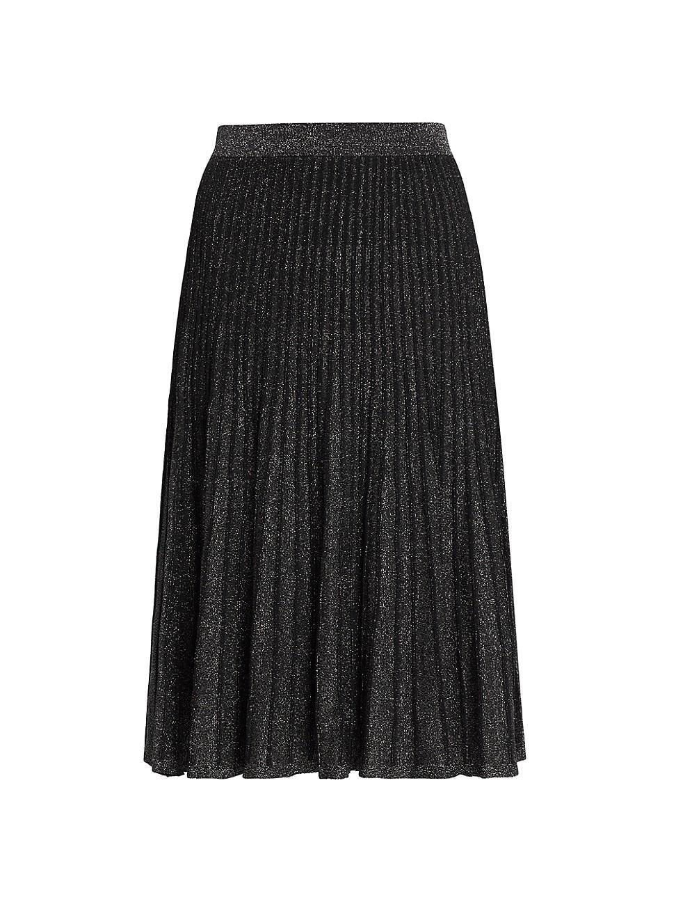 Womens Metallic Rib-Knit Midi-Skirt Product Image