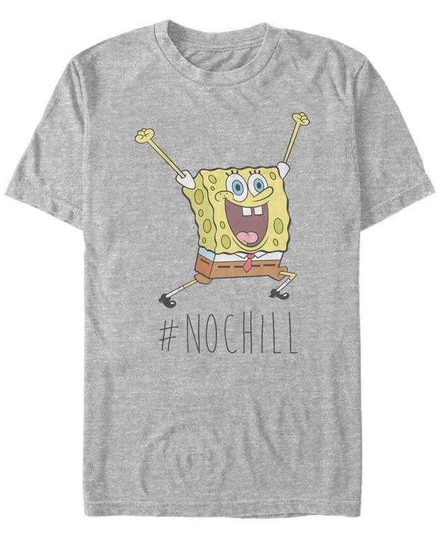 Mens Spongebob Squarepants #No Chill Action Pose Portrait Tee Athletic Grey Product Image