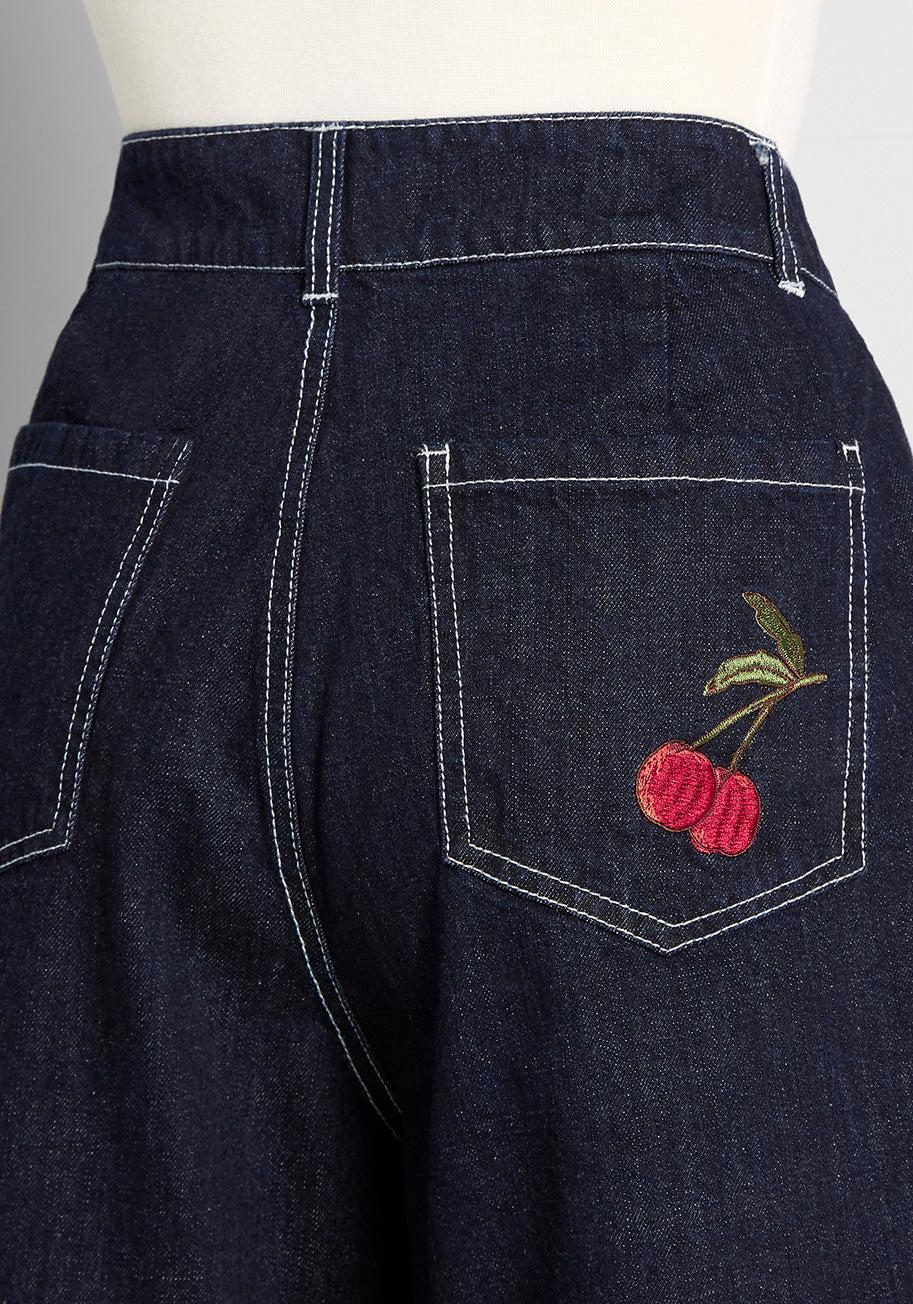 Cheeky Cherries High-Rise Denim Shorts Product Image