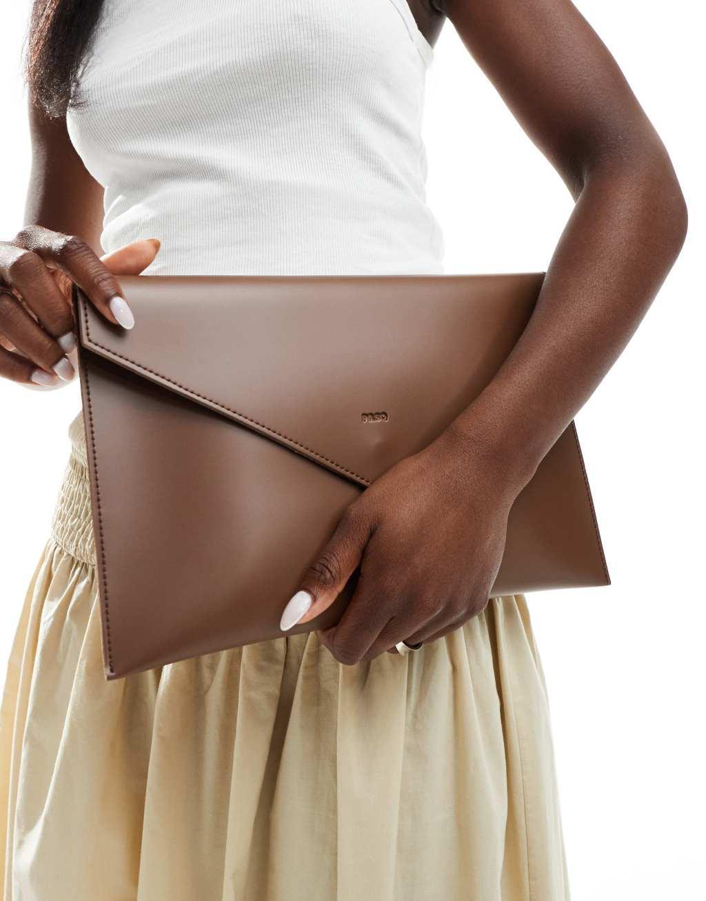 PASQ envelope clutch bag in brown  Product Image