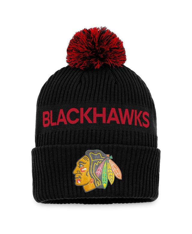 Mens Fanatics Black Chicago Blackhawks 2022 Nhl Draft Authentic Pro Cuffed Knit Hat with Pom - Black Product Image