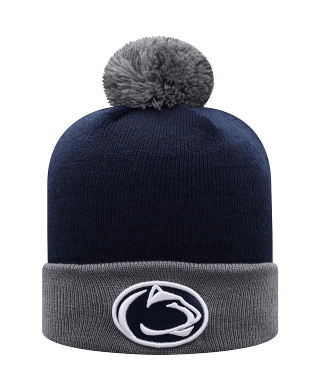 Mens Navy and Gray Penn State Nittany Lions Core 2-Tone Cuffed Knit Hat with Pom - Navy Product Image