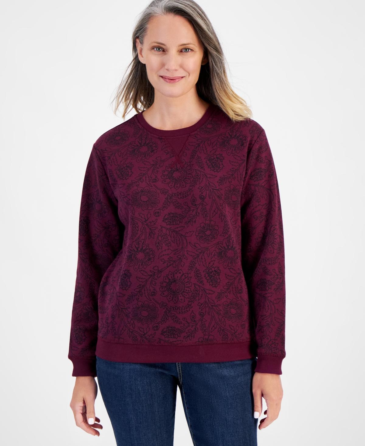 Style & Co Womens Printed Fleece Crewneck Sweatshirt, Created for Macys product image