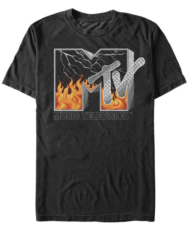 Mtv Mens Fire And Lightening Logo Short Sleeve T-Shirt Product Image