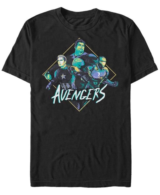 Mens Marvel Avengers Endgame Blue Splatter Group Tee Black Product Image