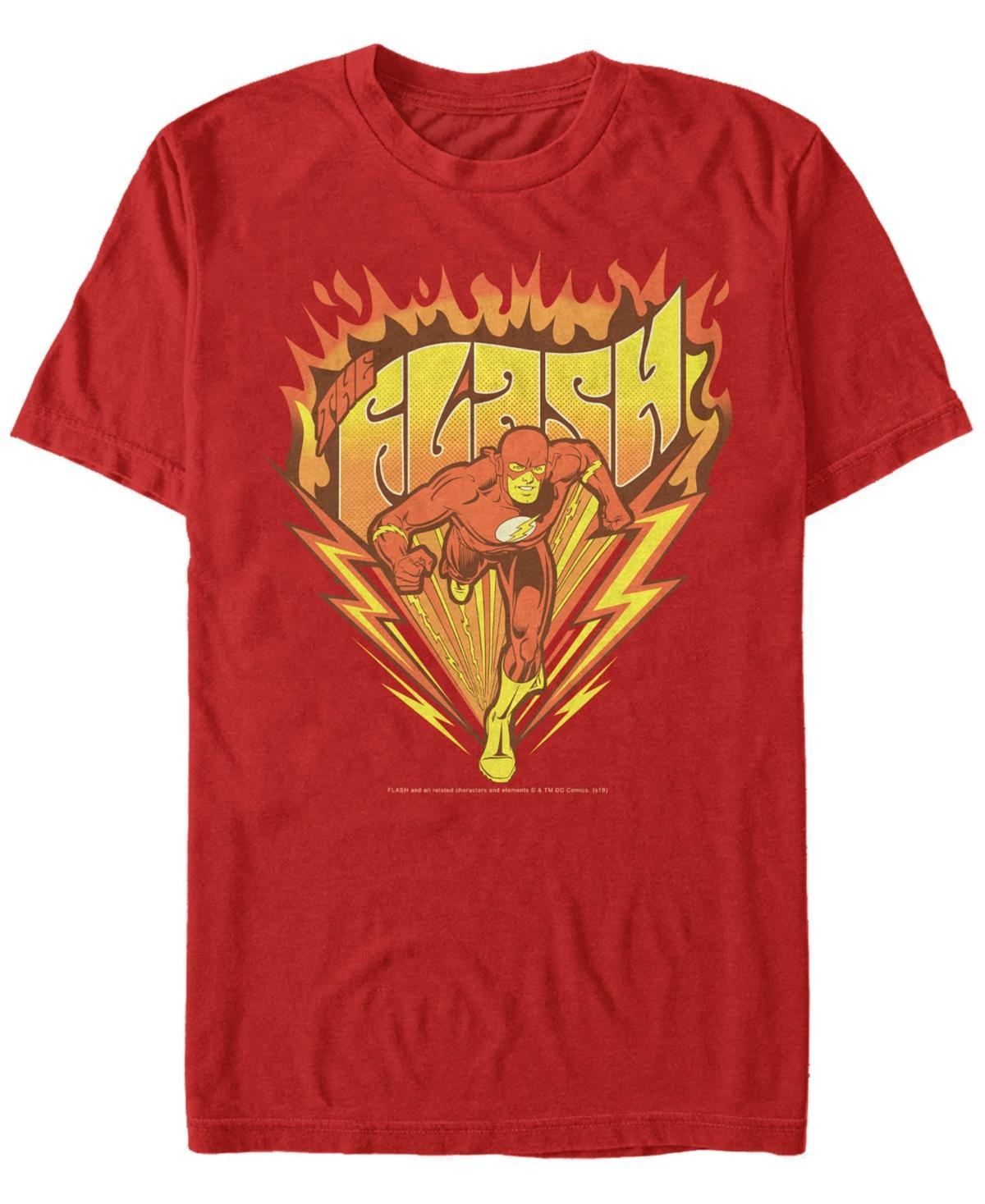 Fifth Sun Dc Mens The Flash Retro Fast as Lightning Logo Short Sleeve T-Shirt Product Image