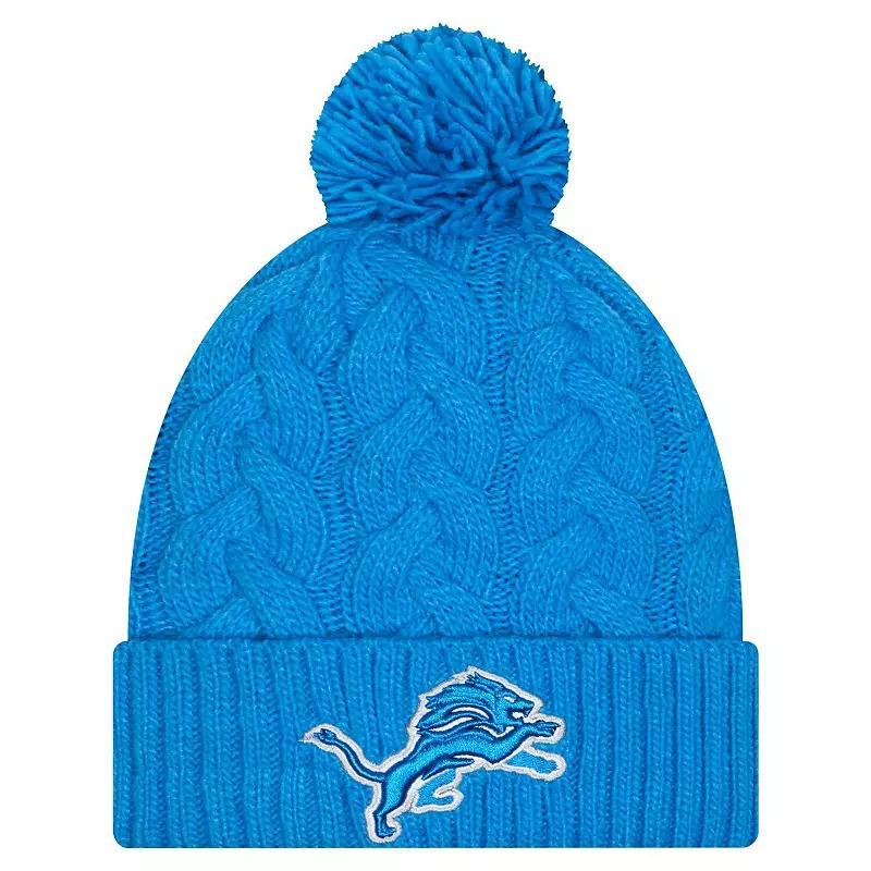 Womens New Era Detroit Lions Cable Cuffed Knit Hat with Pom Product Image