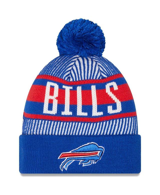 Mens New Era Royal Buffalo Bills Striped Cuffed Knit Hat with Pom Product Image