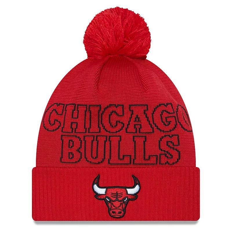 Mens New Era Red Chicago Bulls 2023 Nba Draft Cuffed Knit Hat with Pom Product Image