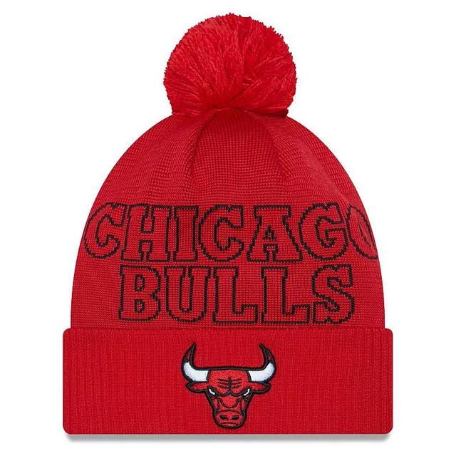 Mens New Era Chicago Bulls 2023 NBA Draft Cuffed Knit Hat with Pom Product Image