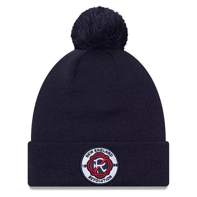 Mens New Era Blue New England Revolution Jersey Hook Cuff Knit Hat with Pom Product Image