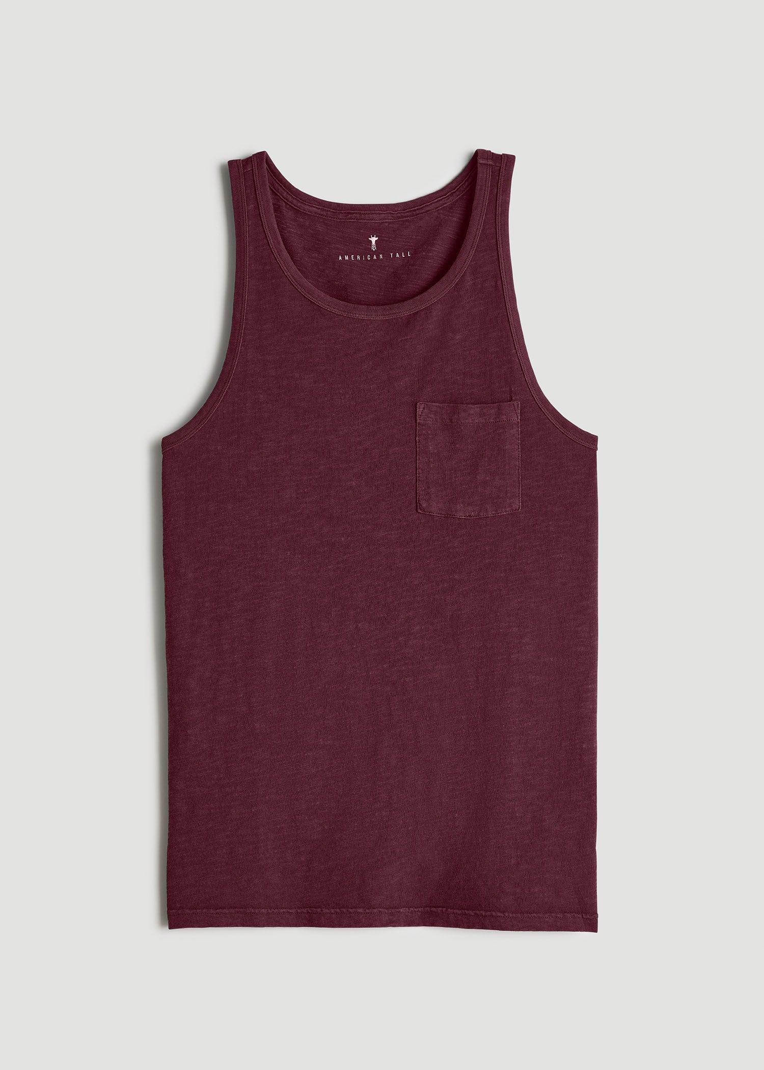 Garment Dyed Slub Pocket Tall Men's Tank Top in Dark Cherry Product Image