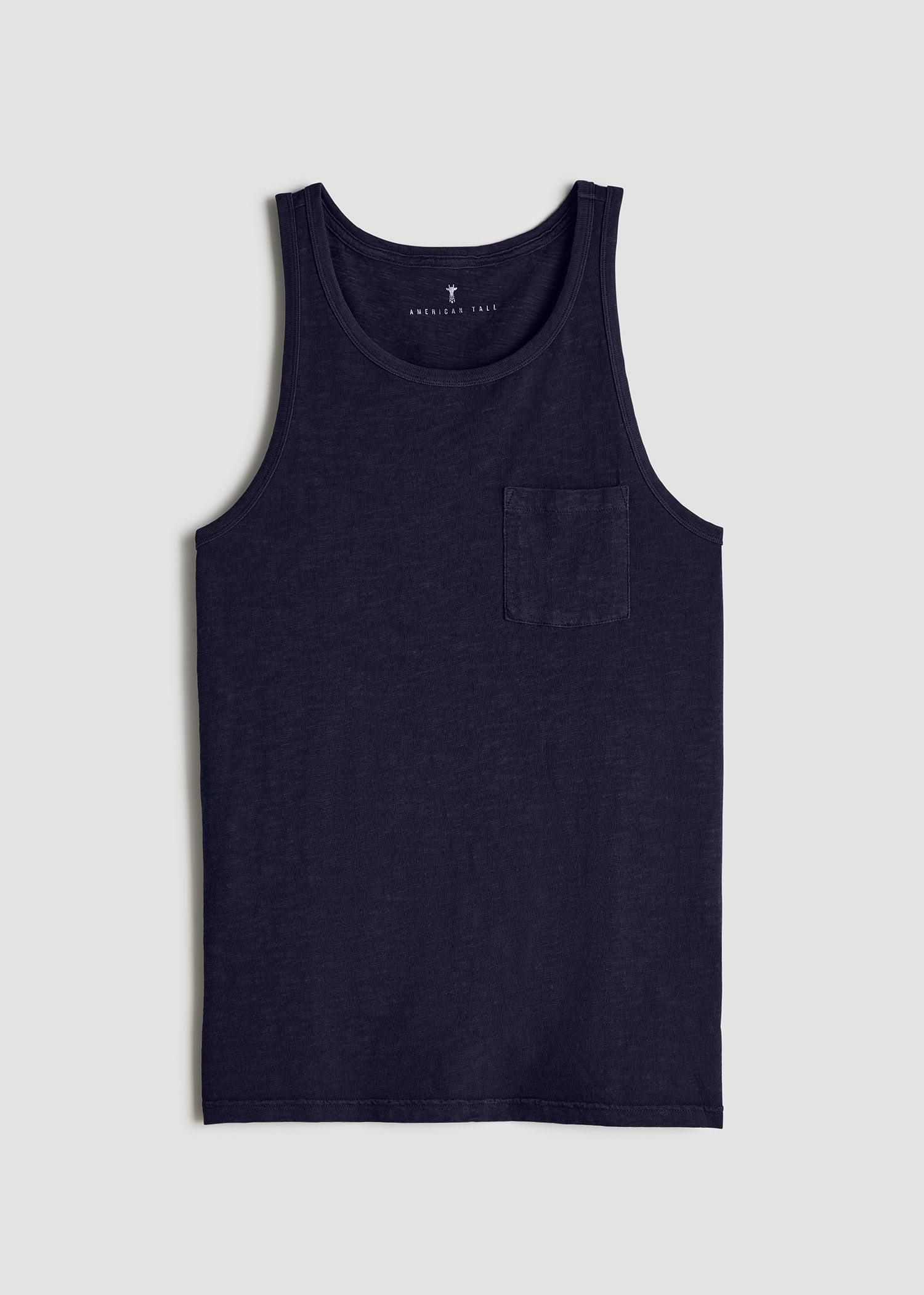 Garment Dyed Slub Pocket Tall Men's Tank Top in Evening Blue Male Product Image