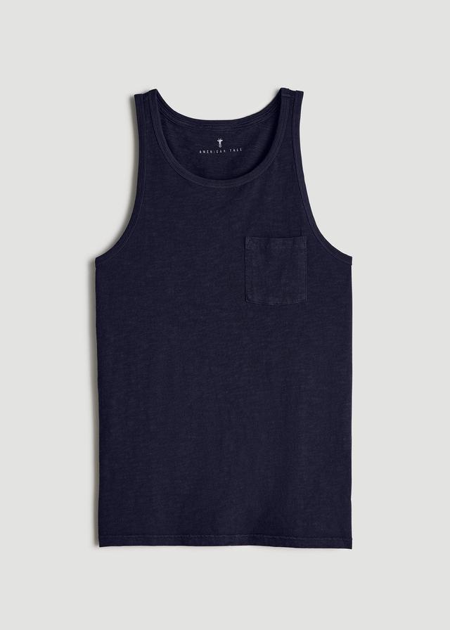 Garment Dyed Slub Pocket Tall Men's Tank Top in Evening Blue Product Image