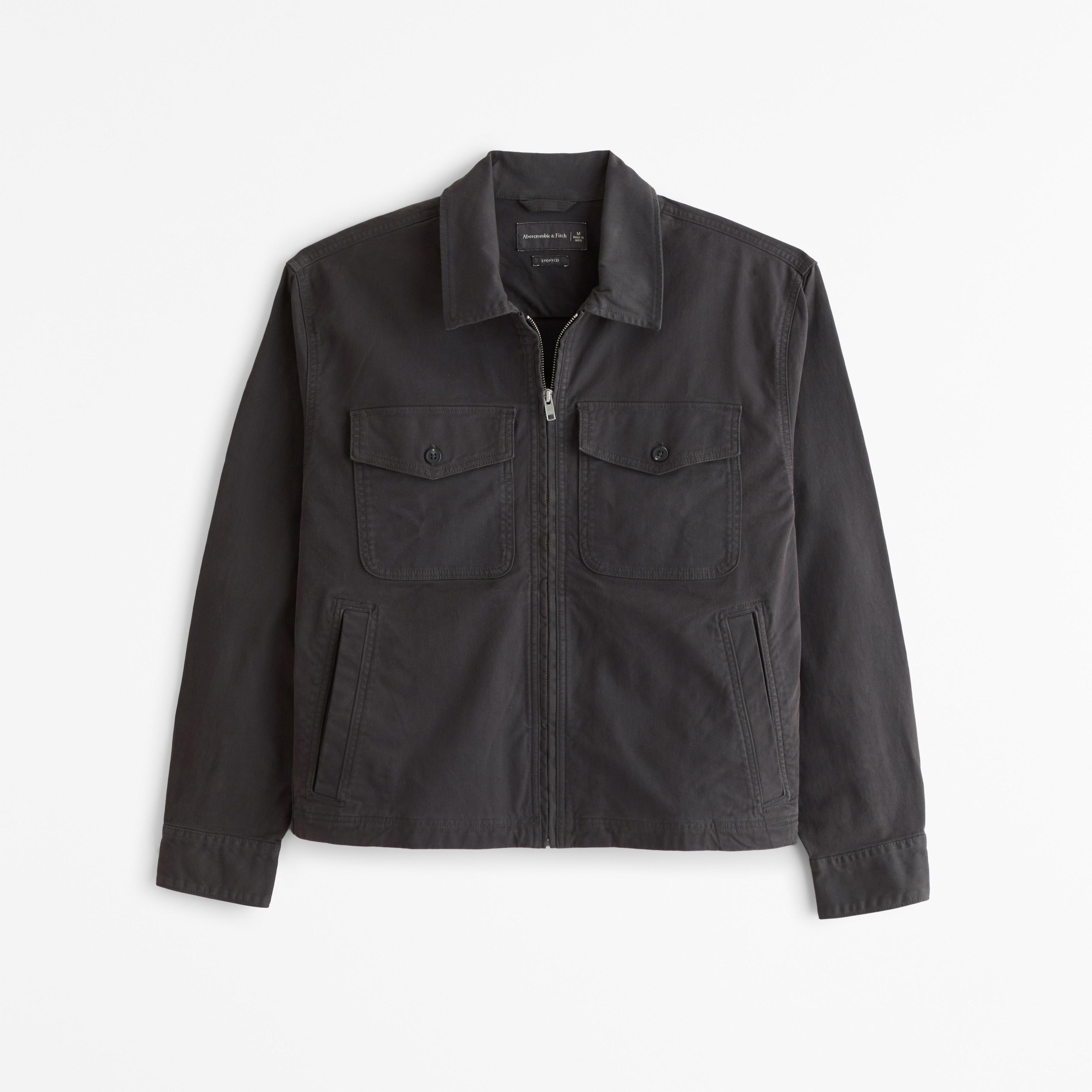 Cropped Twill Zip Shirt Jacket Product Image