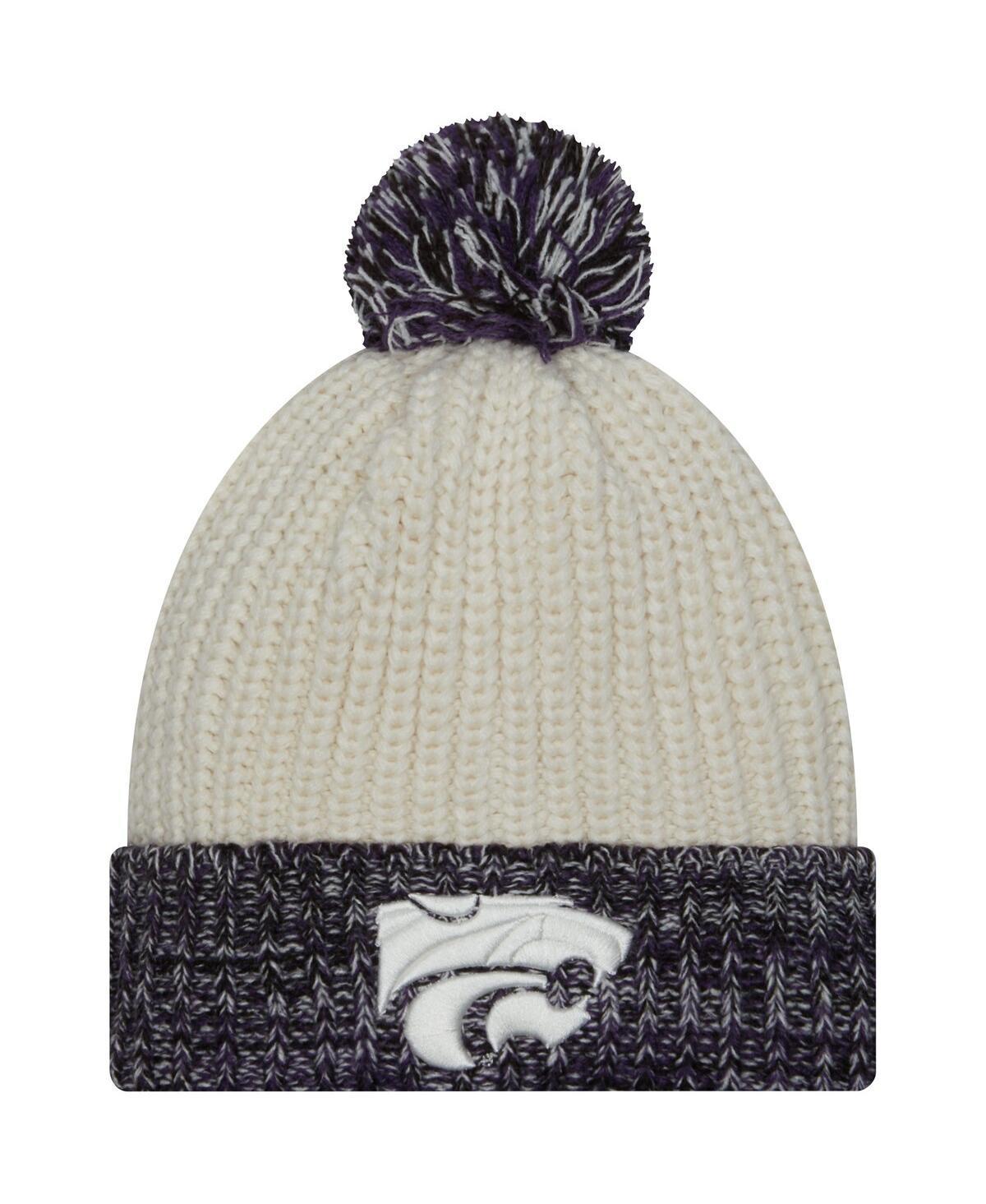 Womens New Era Cream Kansas State Wildcats Fresh Cuffed Knit Hat with Pom Product Image