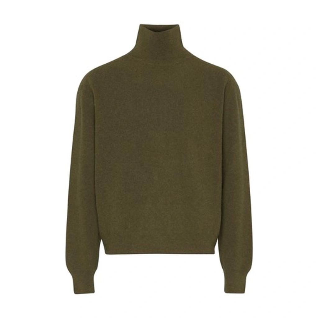 Green Rib Trim Turtleneck Product Image