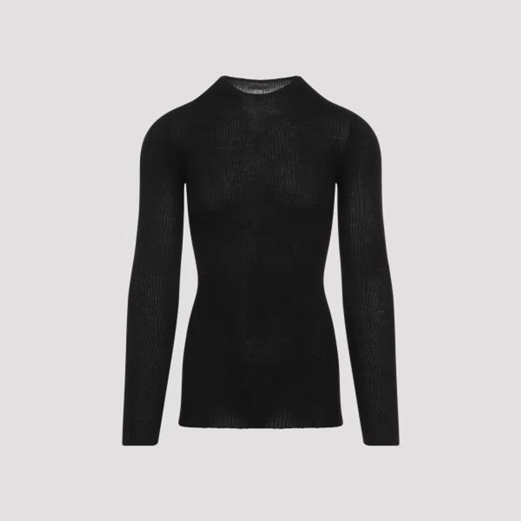 RICK OWENS Ribbed Round Neck Ls T-shirt L In Black Product Image