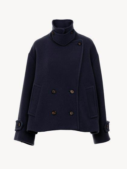 Oversized short coat in wool Product Image