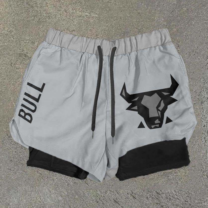 Sopula Bull Shorts Mesh Double Layer Men's Gym Shorts Product Image