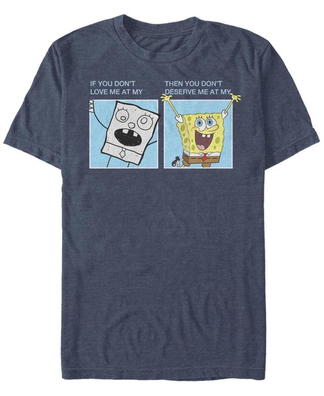 Mens Nickelodeon Spongebob Squarepants Doodlebob Meme Tee Navy Grey Product Image