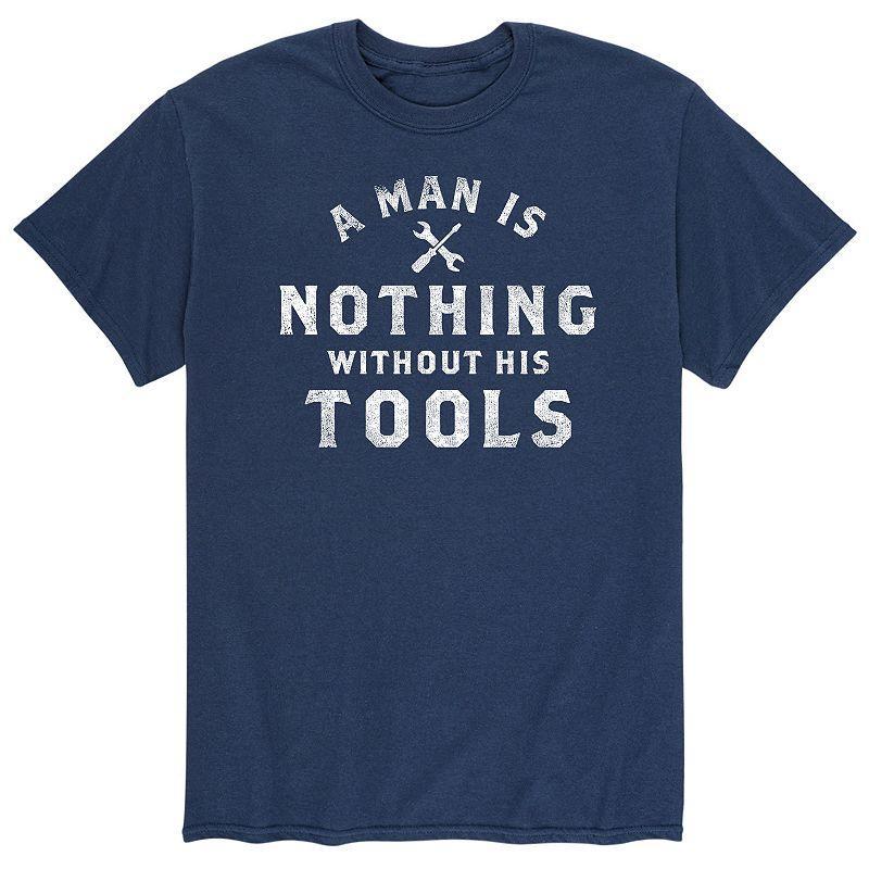 Mens Man Nothing Without Tools Tee Blue Product Image