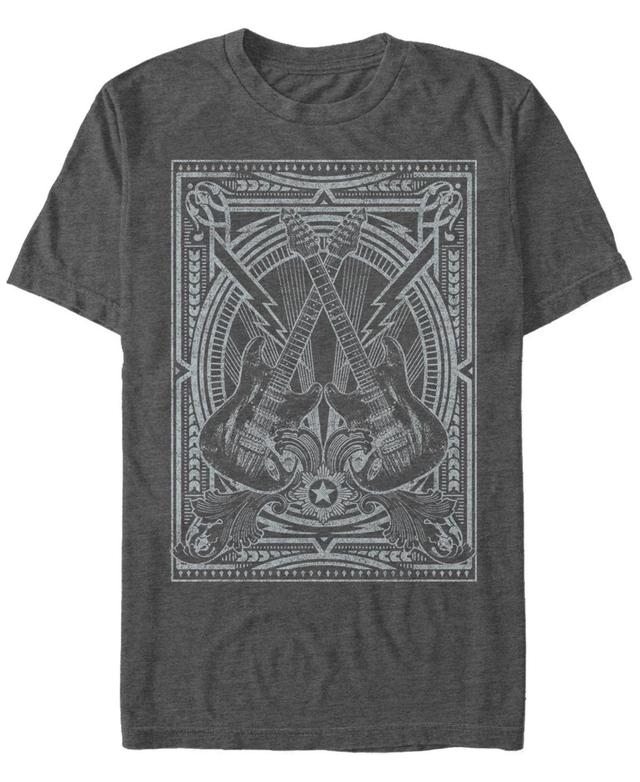 Mens Cross Guitars Distressed Poster Tee Dark Grey Product Image