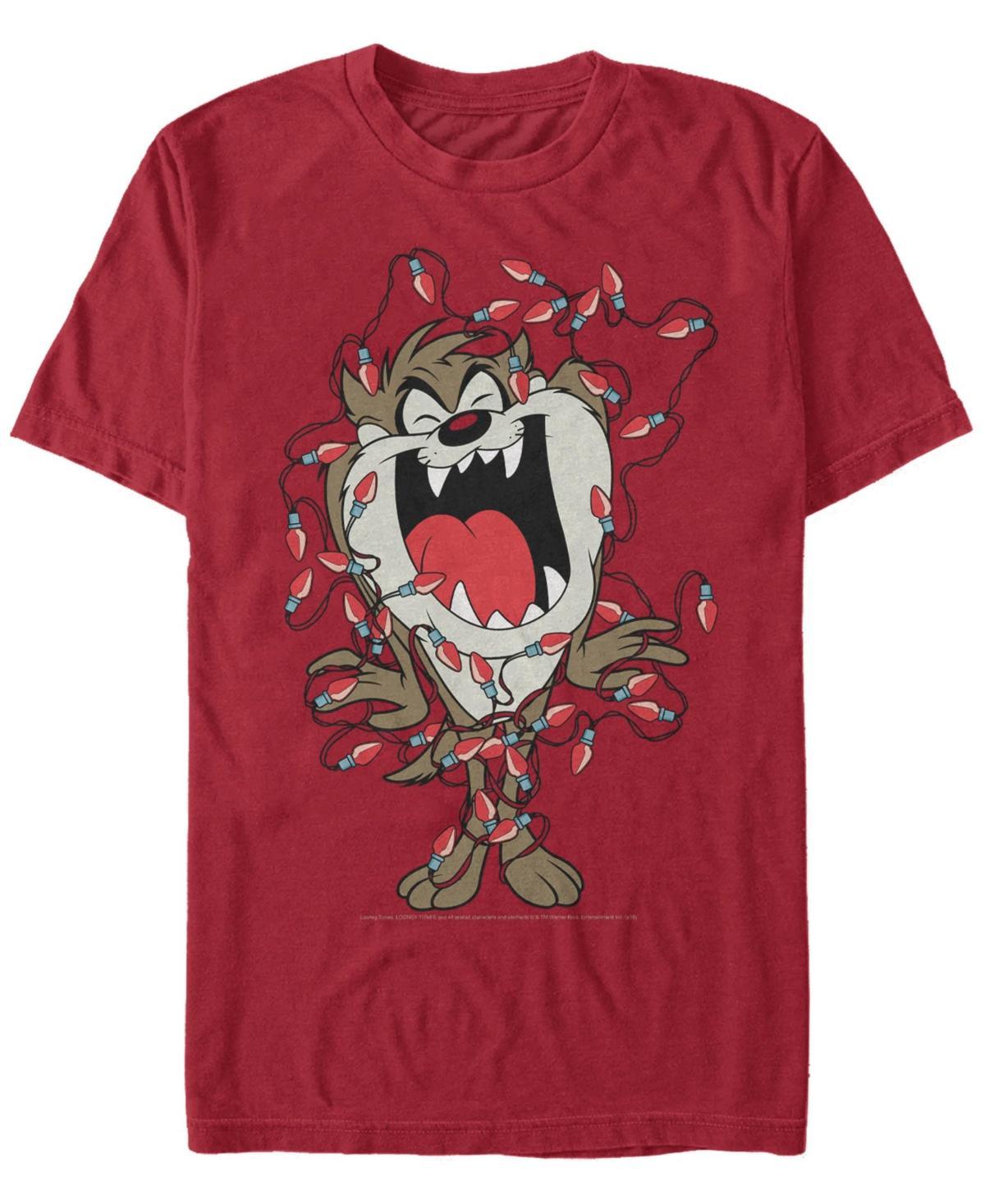 Mens Looney Tunes Christmas Taz Lights Portrait Tee Red Product Image