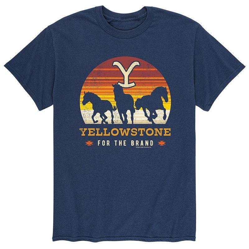 Mens Yellowstone Wild Horses Tee Blue Product Image