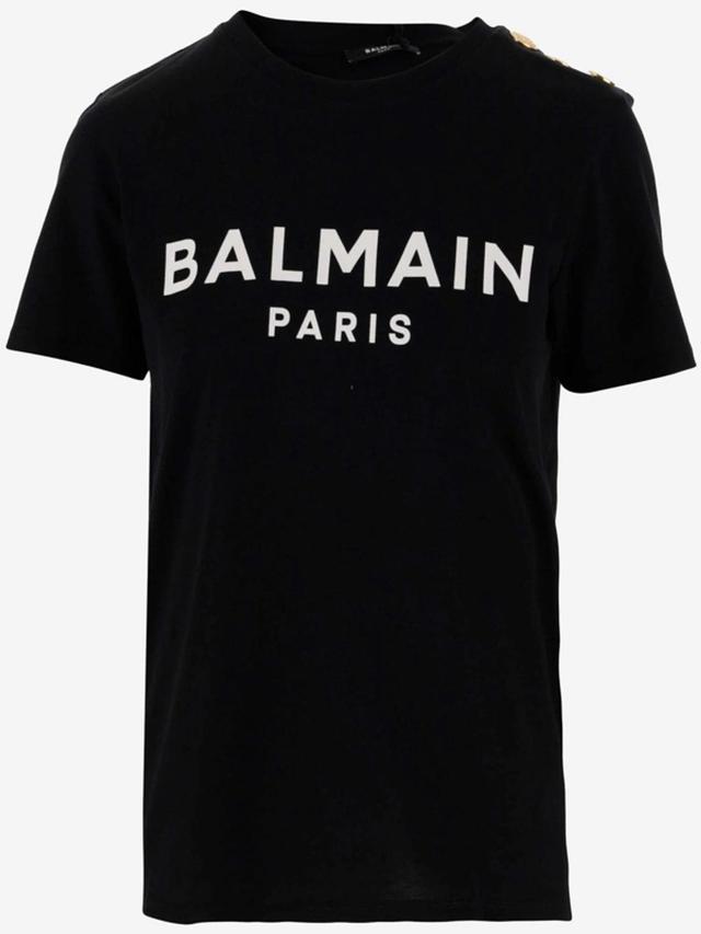 BALMAIN Cotton T-shirt With Logo In Black Product Image