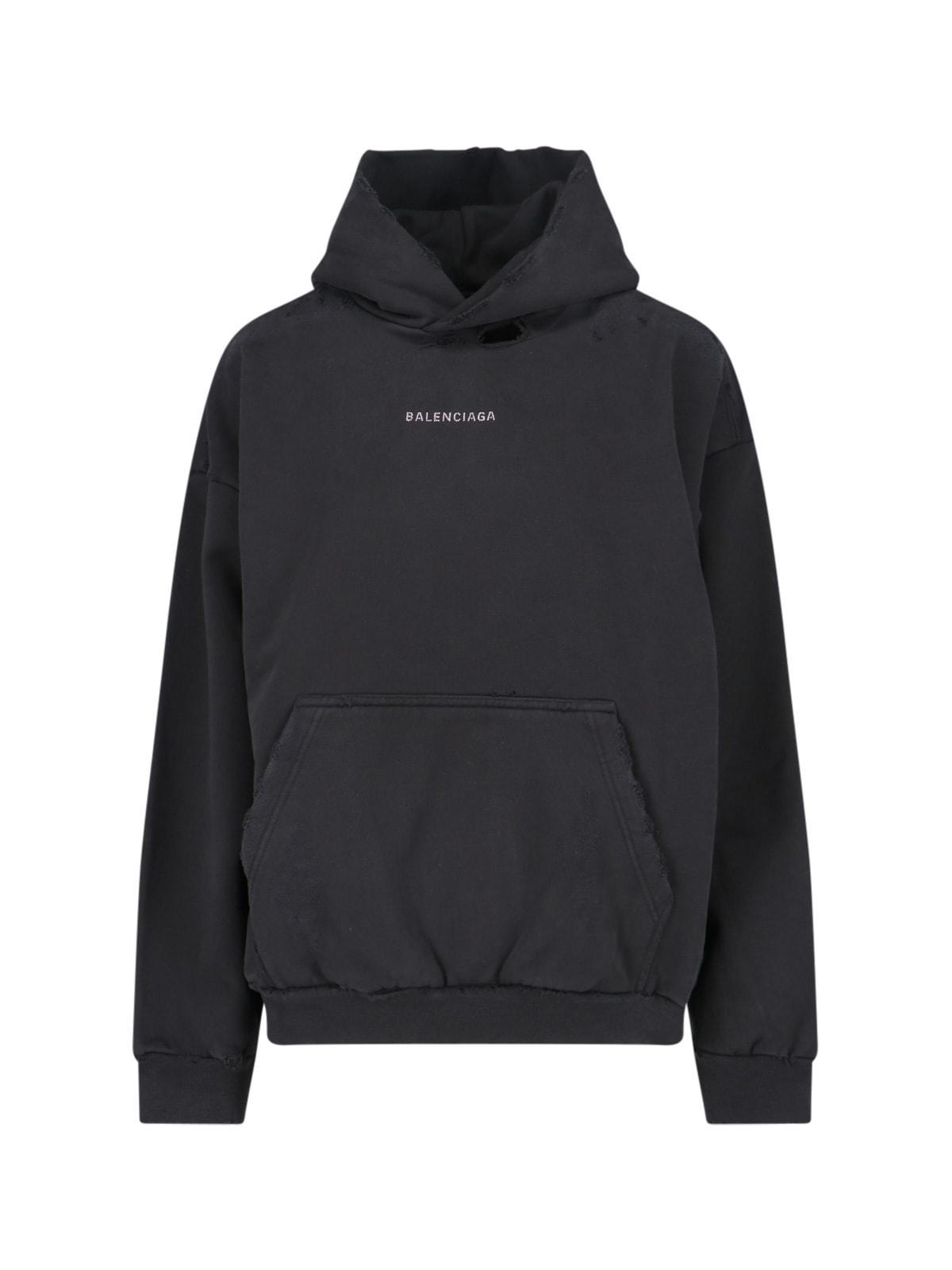 BALENCIAGA Back Logo Hoodie In Black Product Image