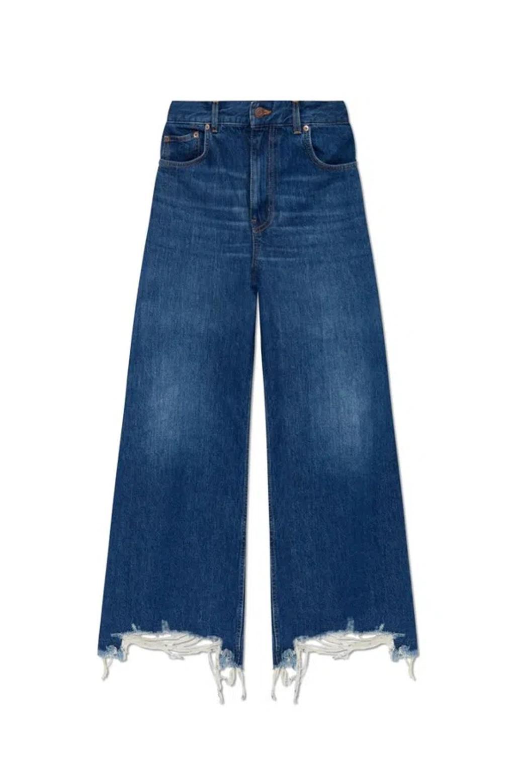 CHLOÉ Cropped Wide-leg Jeans In Blue Product Image