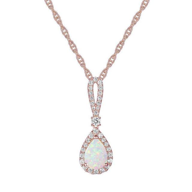 14k Rose Gold Over Silver Lab-Created Opal Pendant, Womens Product Image