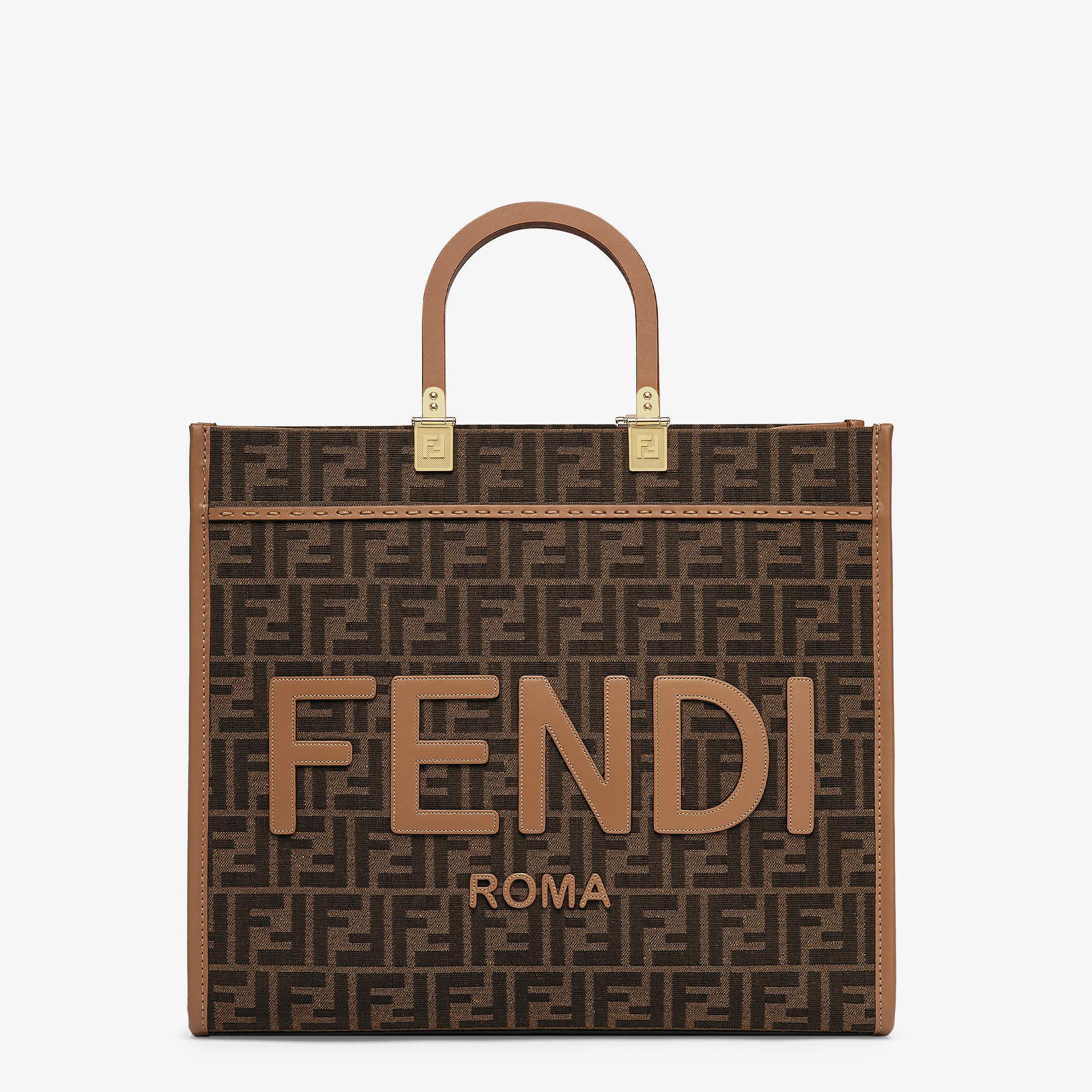 Fendi Sunshine MediumBrown FF jacquard fabric shopper Product Image