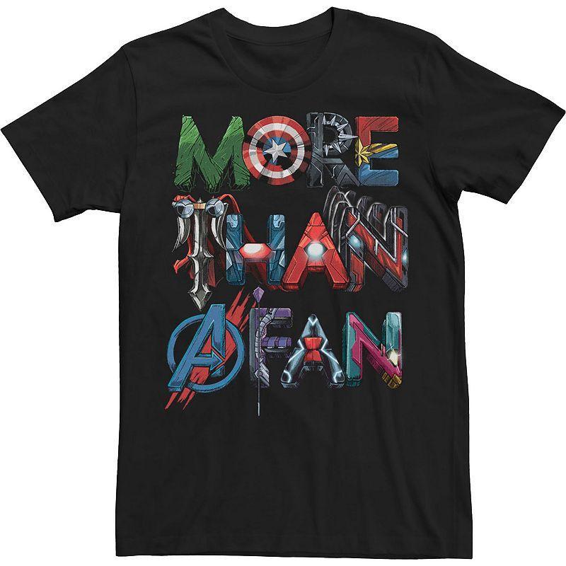 Big & Tall Marvel More Than A Fan Character Letter Text Word Stack Tee, Mens Product Image