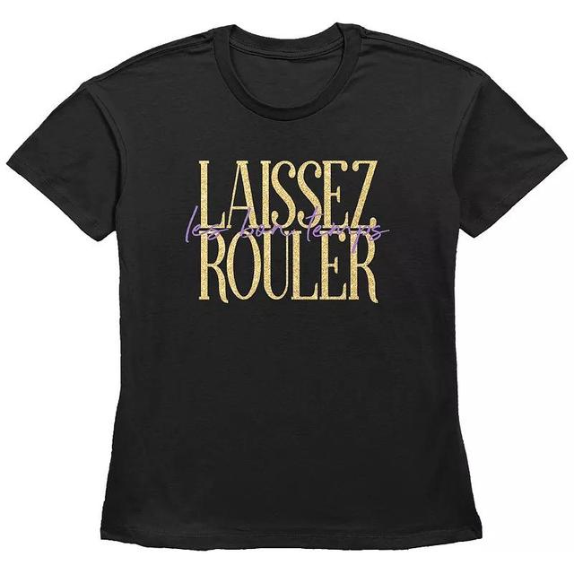 Womens Laissez Ruler Les Bon Temps Basic Fit Graphic Tee, Girls Grey Gray Product Image