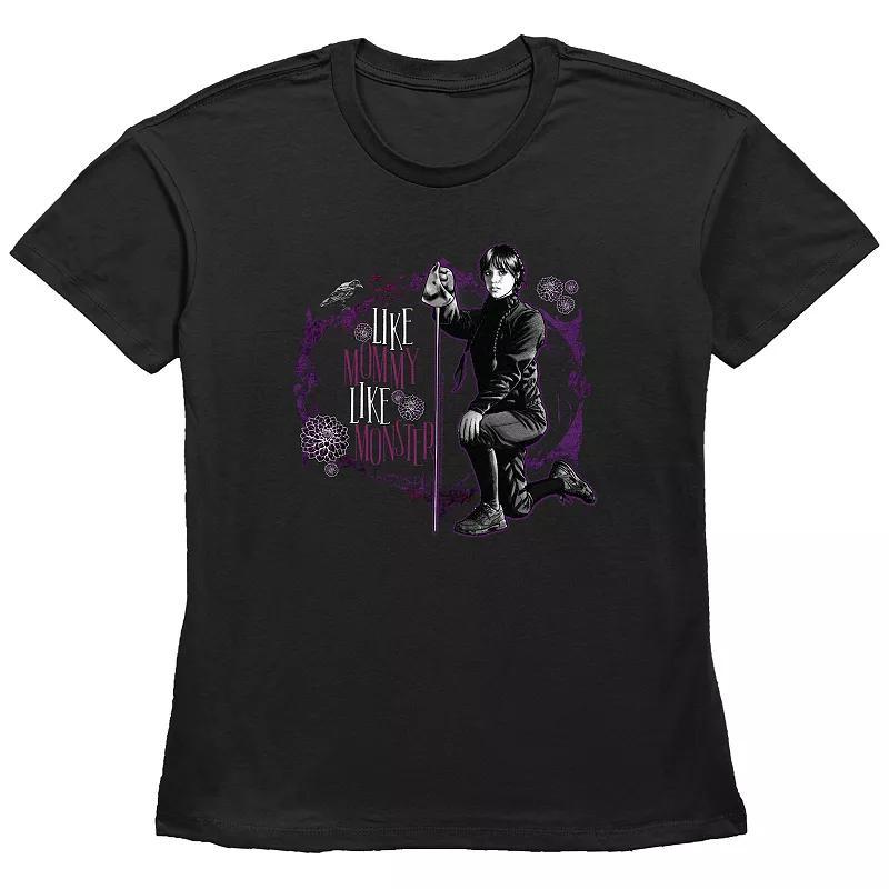 Womens Wednesday Like Mommy Like Monster Graphic Tee Product Image