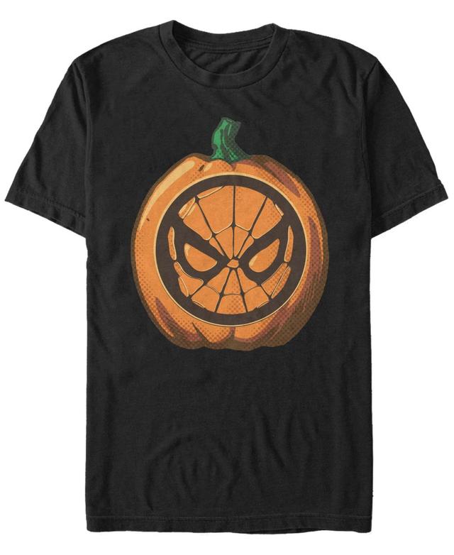 Mens Marvel Spider-Man Pumpkin Short Sleeve Tee Black Product Image