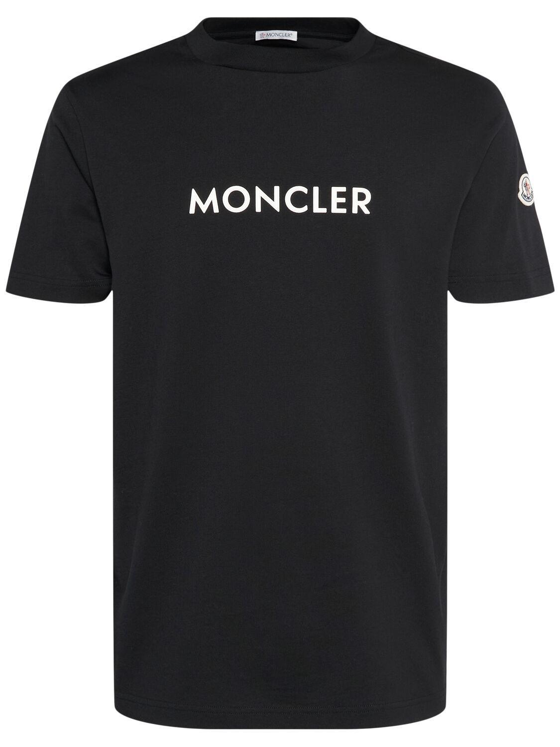 MONCLER Logo Cotton Jersey T-shirt In Black Product Image