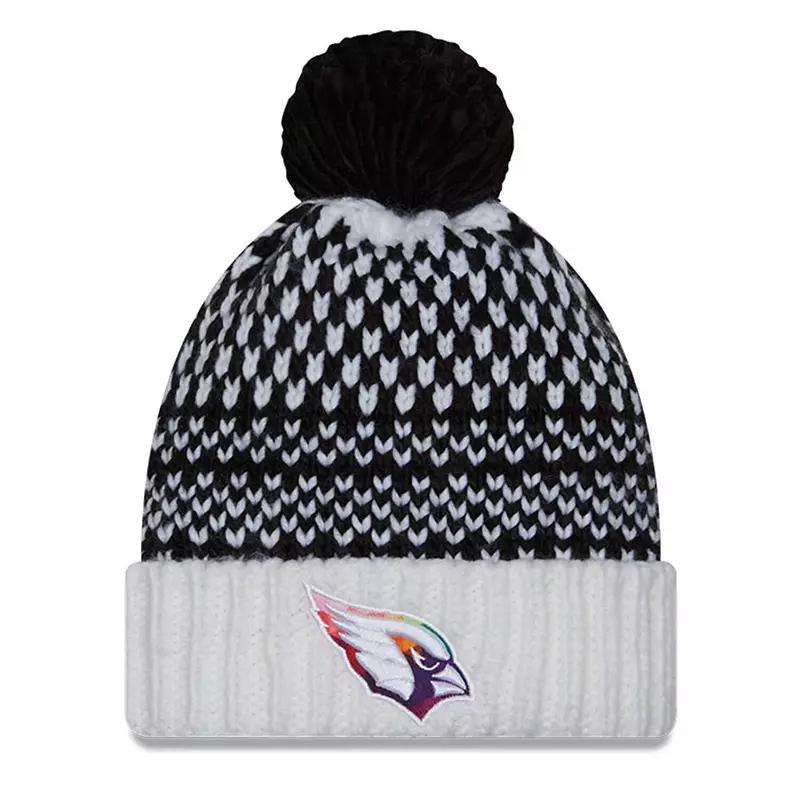 Womens New Era /White Arizona Cardinals 2023 NFL Crucial Catch Cuffed Pom Knit Hat Product Image