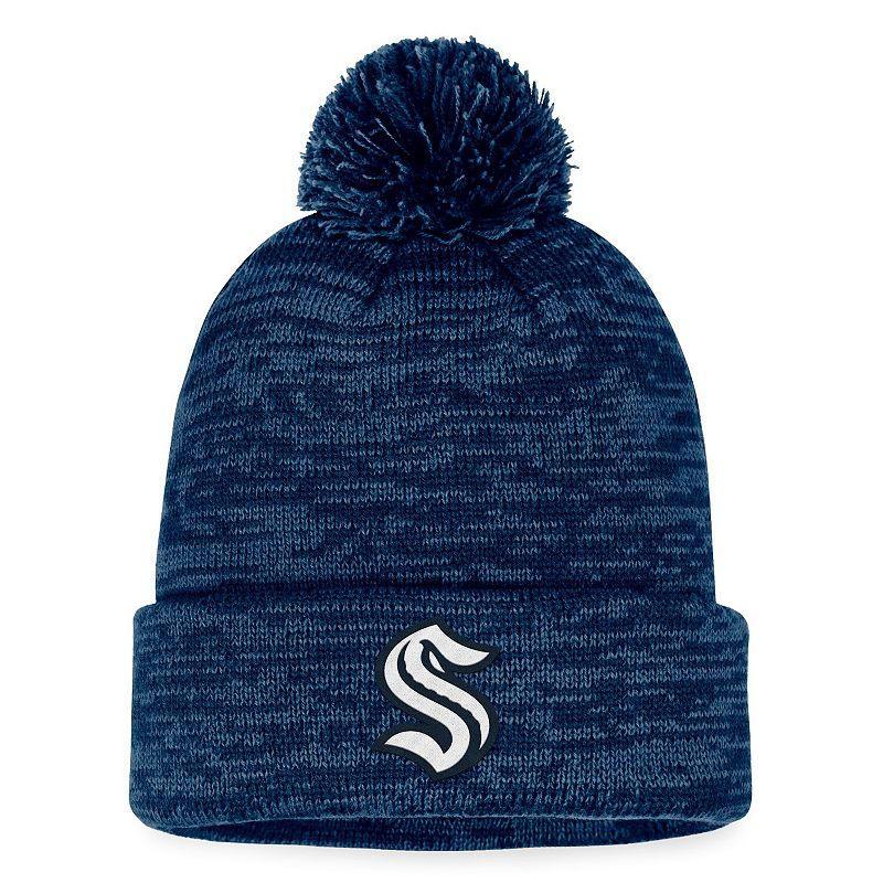 Mens Fanatics Branded Deep Sea Blue Seattle Kraken Fundamental Cuffed Knit Hat with Pom Product Image