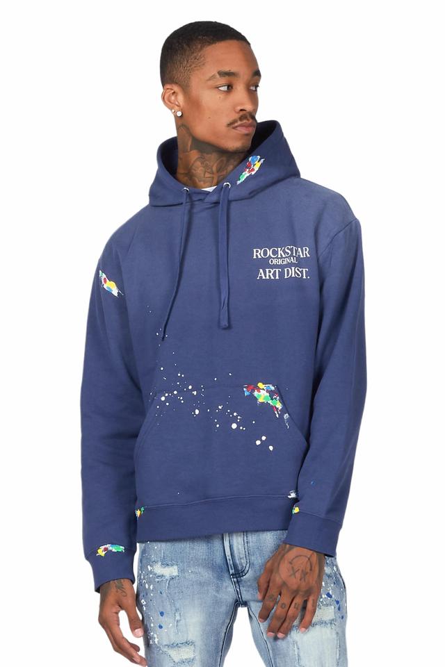 Rockstar Art Dist. Steel Blue Graphic Hoodie Male Product Image