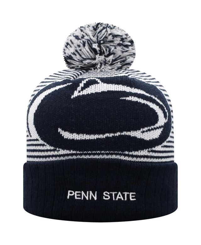 Mens Navy Penn State Nittany Lions Line Up Cuffed Knit Hat with Pom Product Image