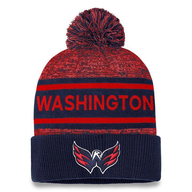 Mens Fanatics Branded  Navy/Red Washington Capitals Authentic Pro Cuffed Knit Hat with Pom Product Image