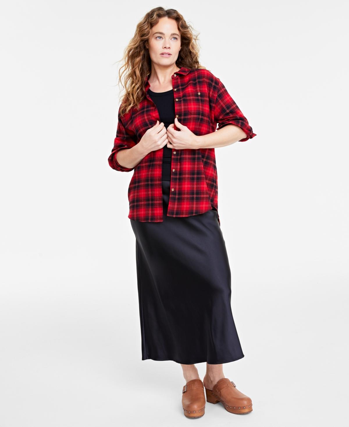 On 34th Womens Cotton Flannel Plaid Tunic Shirt, Created for Macys Product Image