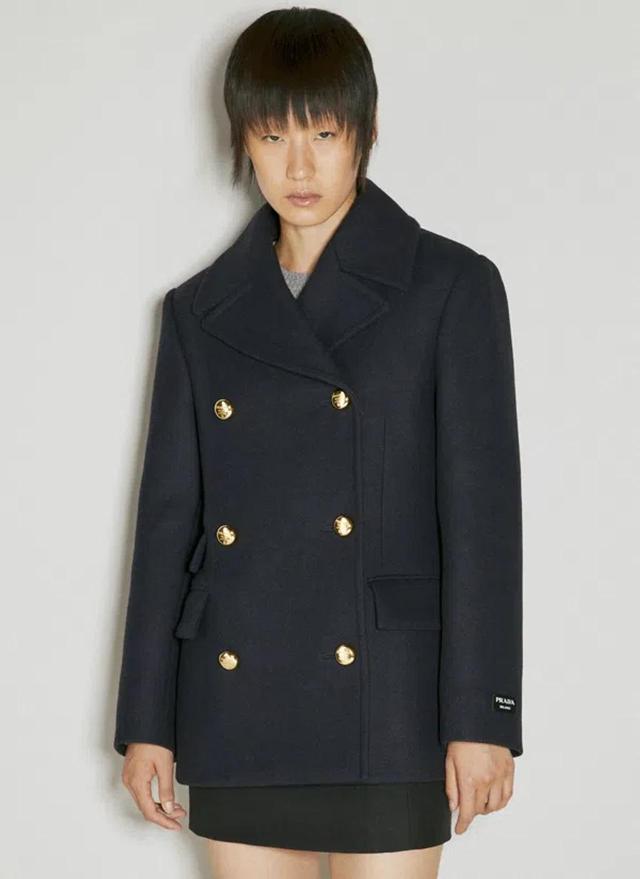 Double-breasted Wool Jacket In Blue Product Image