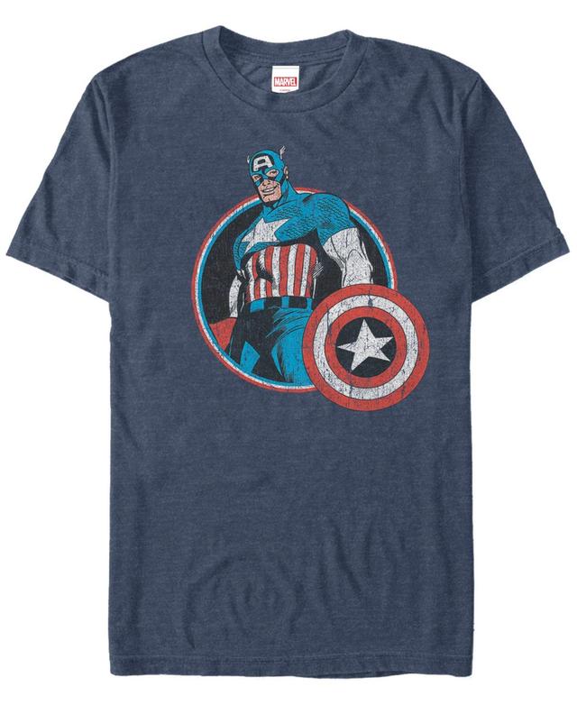 Marvel Mens Comic Collection Retro Captain America Smiling Short Sleeve T-Shirt Product Image