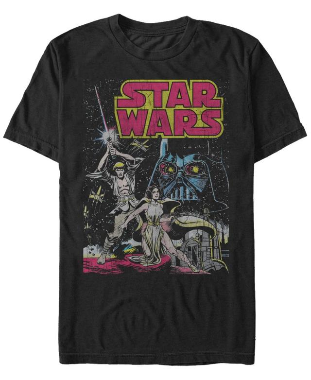 Star Wars Mens Classic Comic Luke Leia And Darth Vader Short Sleeve T-Shirt Product Image