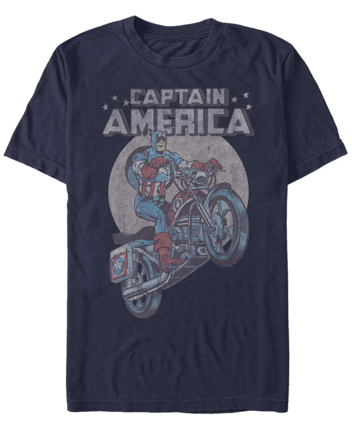 Mens Marvel Avengers Captain America Motorcycle Portrait Tee Blue Product Image